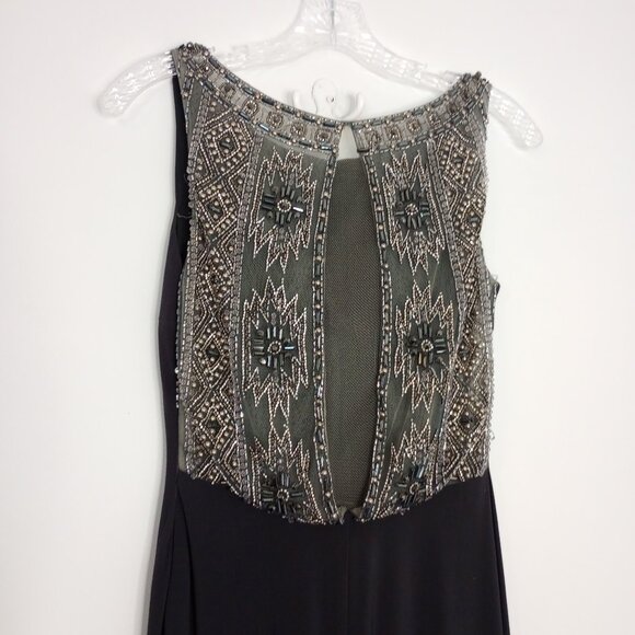 Ellie Wilde Mon Cheri Navy Beaded Accent Long Gown - Picture 4 of 14